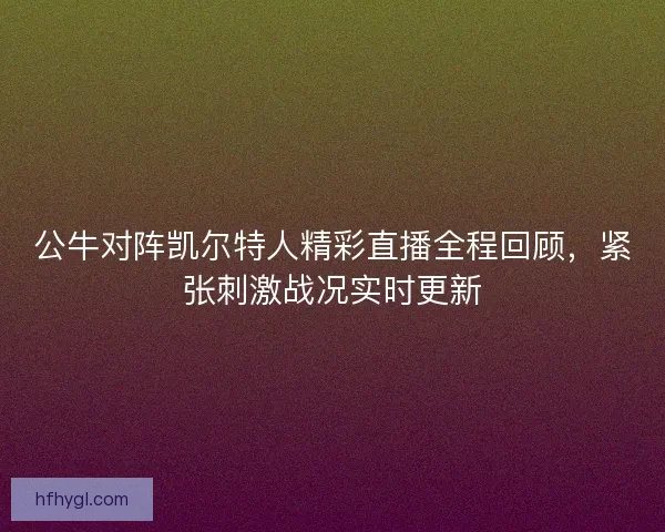 公牛对阵凯尔特人精彩直播全程回顾，紧张刺激战况实时更新